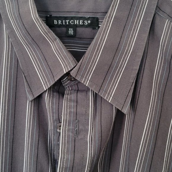 BRITCHES Men's Dress Shirt, XXL, light grey with stripes - Picture 4 of 4